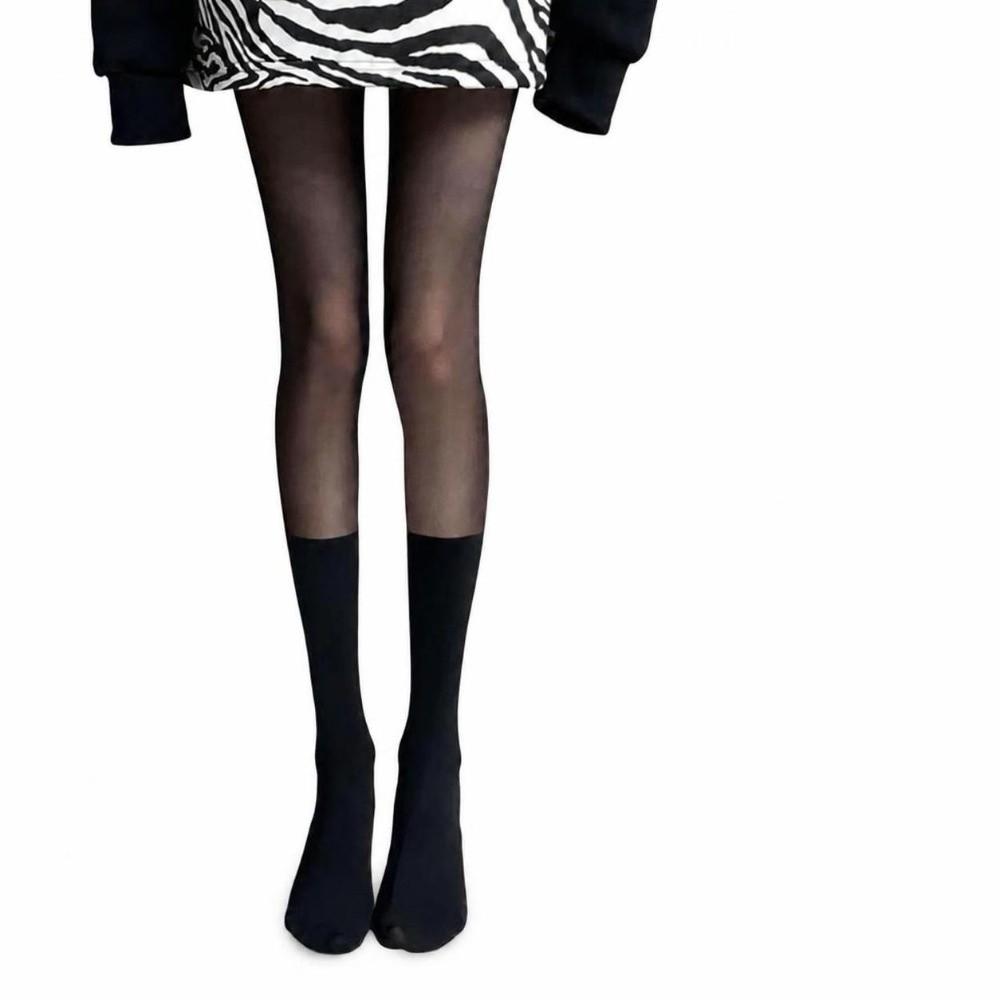 Patchwork Over Knee Stockings Velvet Texture JK Socks Fashion Thigh High Pantyhose  JK