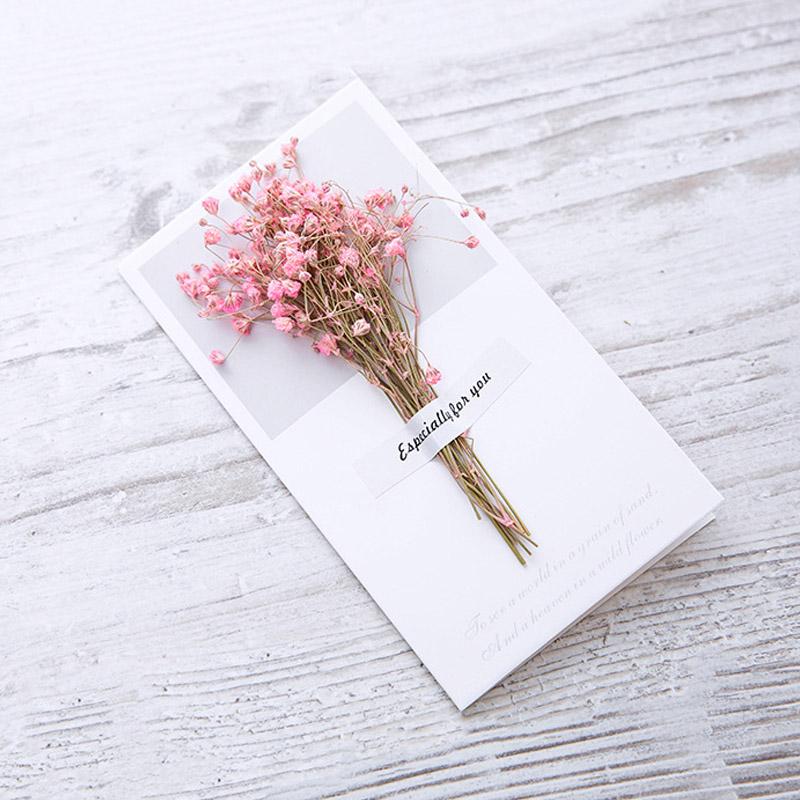 1pcs Gift Cards Wedding Invitation Starry Sky Dried Flowers Handwritten Blessing Birthday Thank You Mother's Day Gift Card