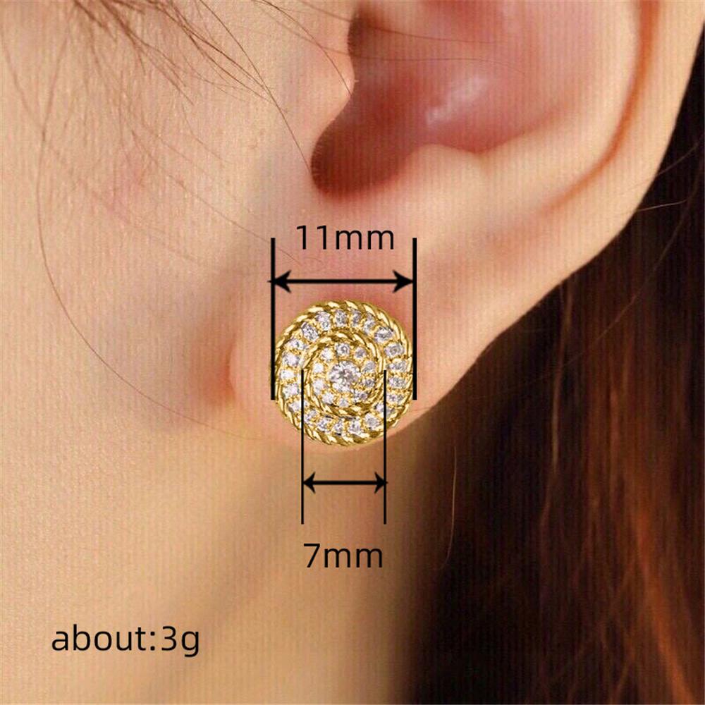 Female Cute Crystal White Zircon Stone Round Stud Earrings Vintage Gold Color Wedding Fashion  For Women