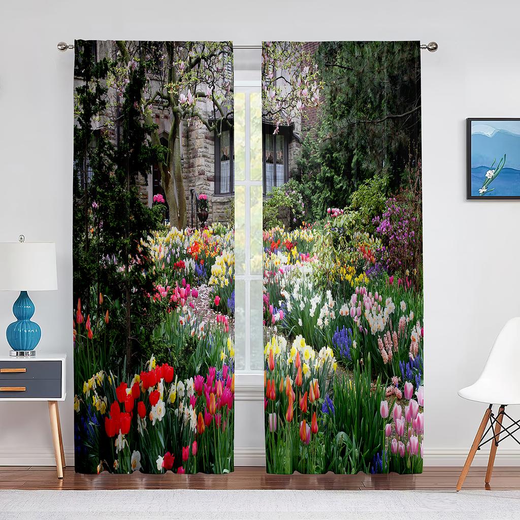 Vår Vackra Vita Blommor Blommig Skir Voile Gardiner för Sovrum Vardagsrum Kök Dekor Chiffong Tyll Fönstergardin