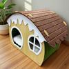 Thickened Warm Closed Wooden Felt Cat House Indoor Security Sleeping Cat Nest