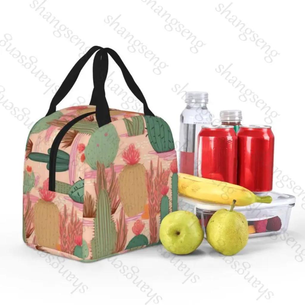 Cartoon cactus Lunch Bag Insulation Bento Pack Aluminum Foil Rice Bag Meal Pack Ice Pack Student Bento Lunch Handbag