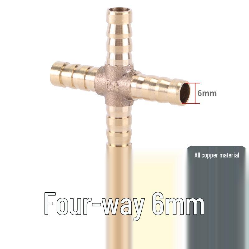 Brass Green Head Pagoda Straight-Through 2-Way or 4-Way Tee Fitting, Compatible with 6-16mm Tubing