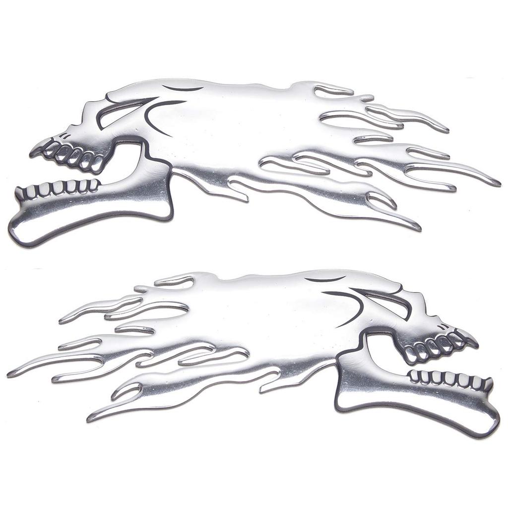 Goods Land GD-STDKR-SV Universal 3D Sticker Skull Skull Motorcycle Tank 3D Decal Sticker for Cars Cars Cool Stylish Plated