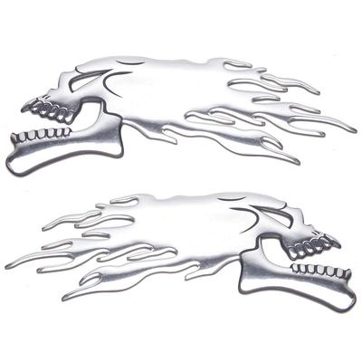 Goods Land GD-STDKR-SV Universal 3D Sticker Skull Skull Motorcycle Tank 3D Decal Sticker for Cars Cars Cool Stylish Plated