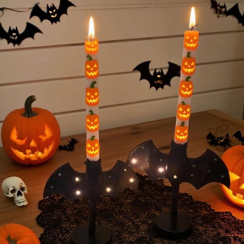 Large Twinkle Bat Candlestick Mystery Gothic Candle Holder Led Twinkle Light Candelabra For Mantel Halloween Decor Party Home
