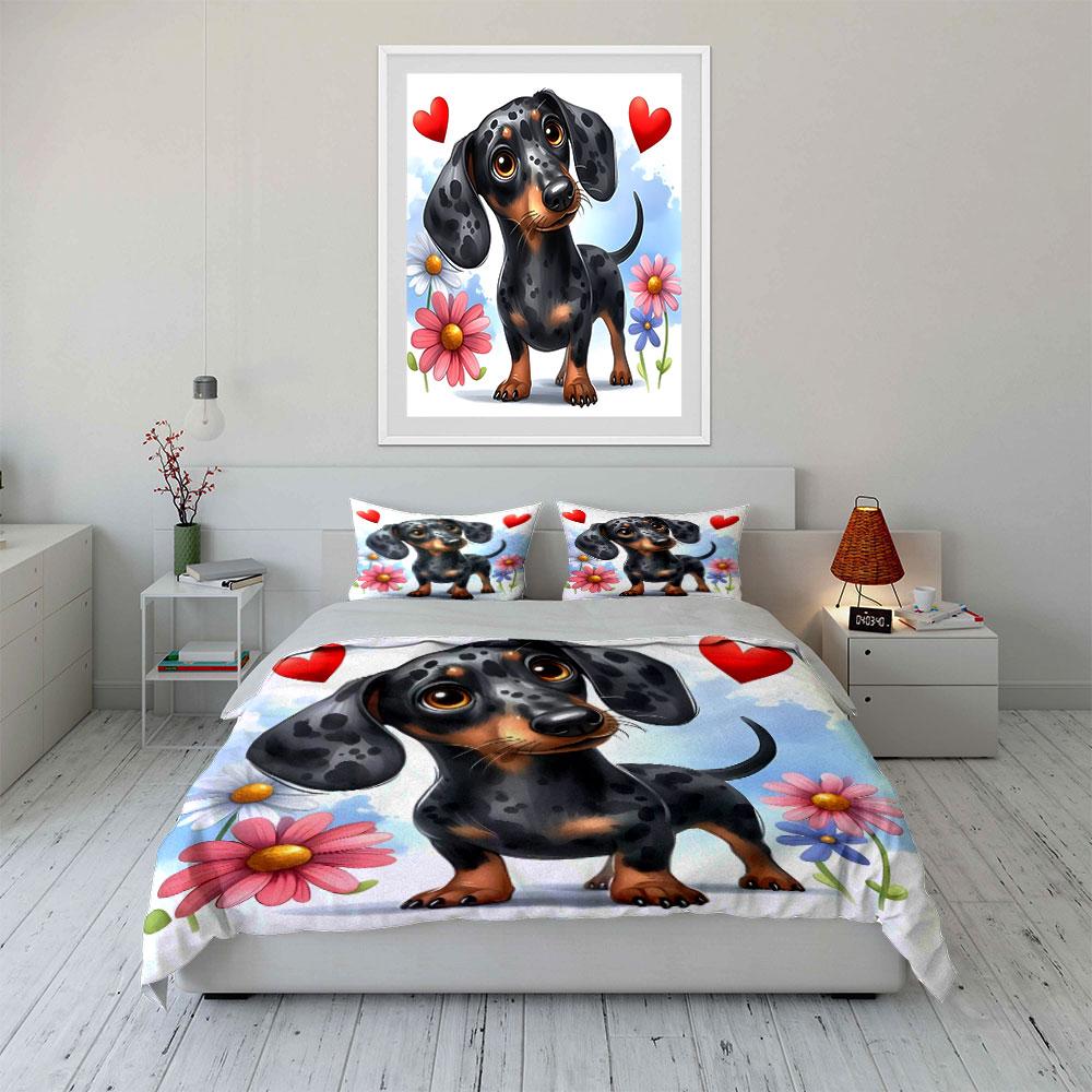 Dachshund Trio For Pet Lovers Exquisite Three-Piece Bedding Set Gift For Kids And Adults