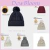 Knitted Winter Hat For Women With Solid Color Design And Plush Ball Decoration
