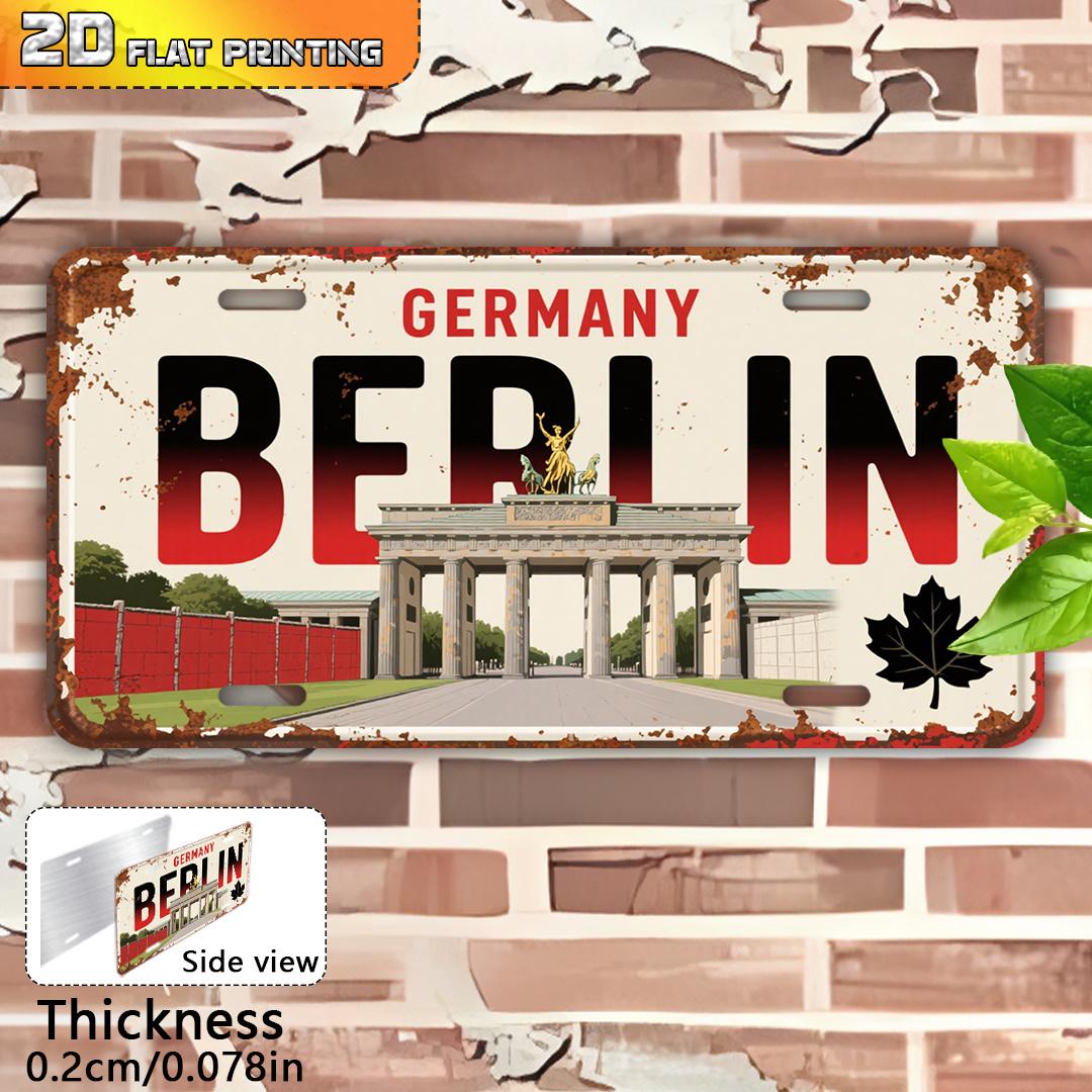 

D Flat Single Item Packaging D Flat Printing Vintage Aluminum Sign Outdoor Wall Decoration Welcome to Berlin Home Decor 15x30cm(5.9x7.8inch)