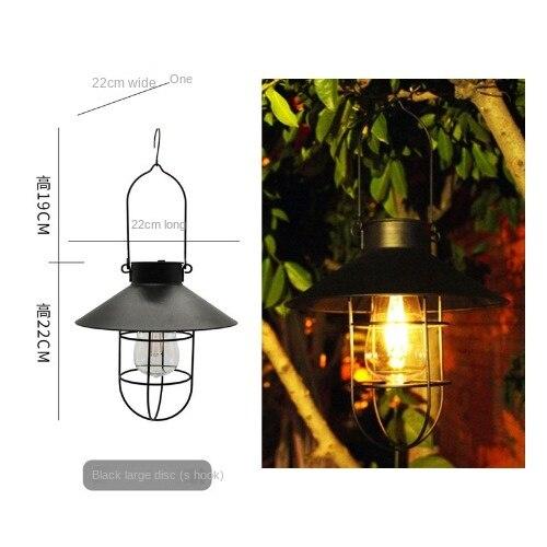 Solar Outdoor Courtyard Light Retro Pendant Light Garden Iron Art Pendant Light Camping Balcony Atmosphere Decoration Small Night Light