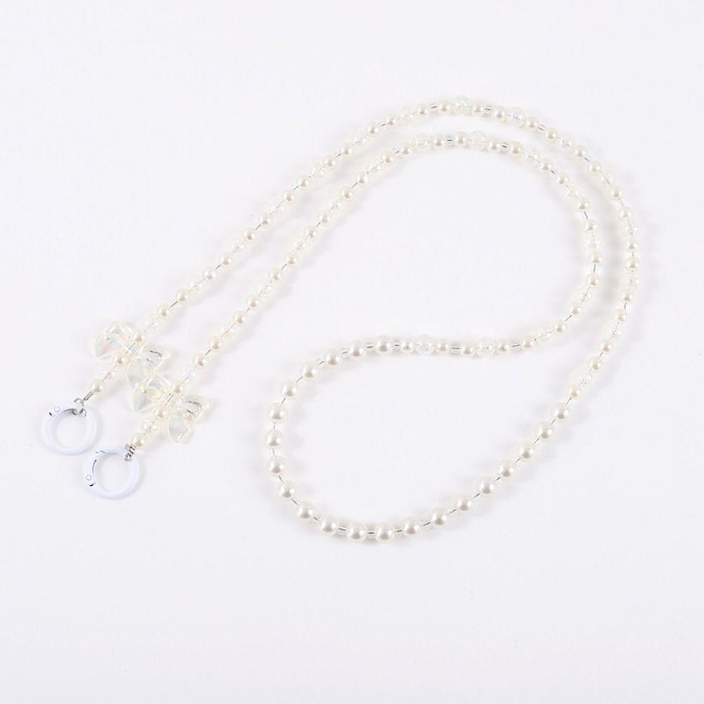 Bowknot Mobile Phone Lanyard Flower Beads Phone Neck Straps  Phone Case Hanging