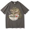 Hip Hop Frog Eating Japanese Noodles Graphics Tee Trendy TShirt Summer Casual Round Neck High Quality TShirt Streetwear Unisex