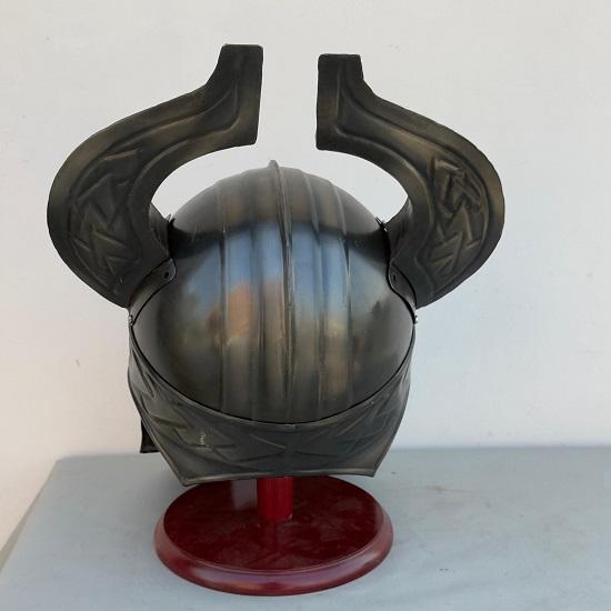 Great Fantasy Helmet With Metal Horns- Knight Larp Costume
