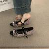 French Xiaoxiangfeng Pink Sequined Mary Jane Shoes, New In Spring 2025, Inner Height Increase, Commuter, Evening Breeze Single Shoes