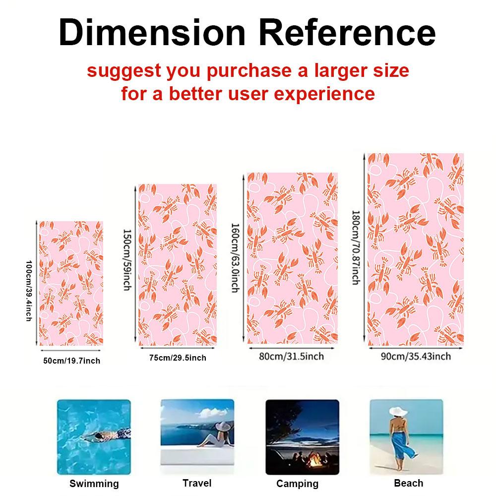 Pink Background Lobster Pattern Quick Drying Bath Towel Microfiber beach towel light weight swimming camping yoga beach out
