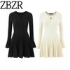 Za Autumn New Women Clothes 2025 Western Style Fashion Temperament Advanced Knitted Waist Hugging Slimming Pleated Dress