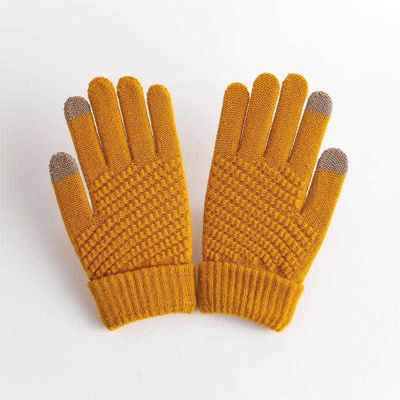 Autumn and Winter Gloves Velvet Men's and Women's Fashion Touch Screen Jacquard Reverse Needle Winter Warm Gloves Can Touch The Screen