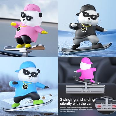 New Center Console Car Ornaments Skateboard Bear Sliding Bear Creative Car Cartoon Interior Decoration Interior Accessories