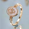 Charm Female White Enamel Stone Oval Leaf Plant Ring Rose Gold Silver Color Cute Gift Wedding  For Women