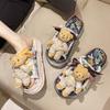 Fashion Women Sandals Cute Bear Platform Slippers Women Wear Seaside Beach Shoes New Summer Canvas Half-drag Women Shoes Sandalias Mujer