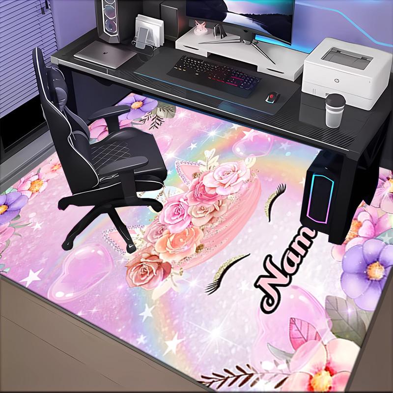 Custom Name Unicorn Fantasy  Rug for Living Room, Game Rooms, Office, Bedroom, Floor Mat Playful Design, fan gifts Christmas decor