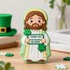 4 Pcs St. Patrick's Day Little Jesus Figurines Thank You for Helping Me Grow Tiny Jesus Figures Religious Gifts for Desktop Mantel Shelf Home Decor