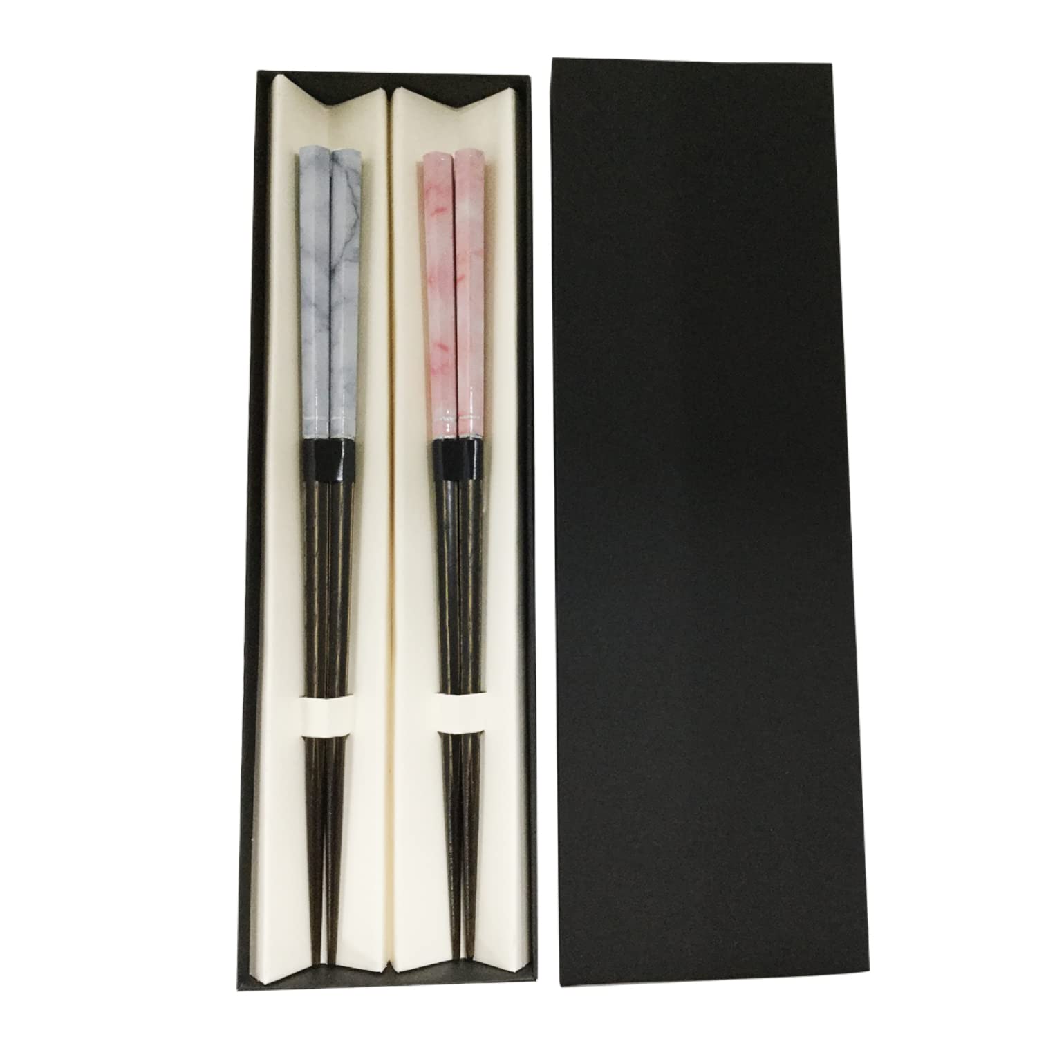 

NAKANO Lacquered Set of Perfect for Dishwasher Natural Easy to Hexagonal Lacquered Made in Japan Chopsticks, 2, Couples, Safe, 22cm, Wood, Blue, Pink,