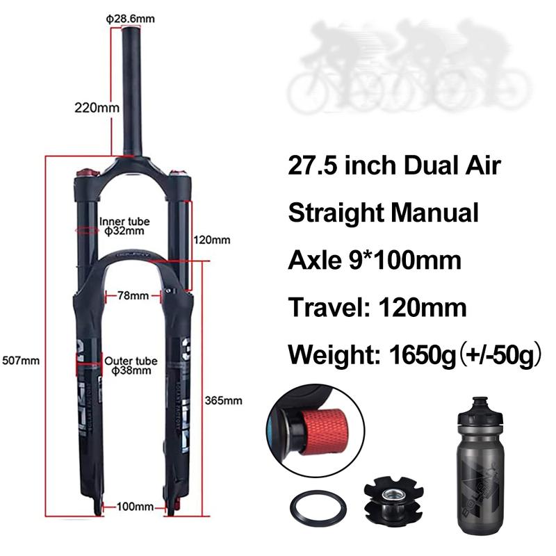 BOLANY MTB Supension Rebound Adjustment Double Air Fork 26/27.5er/29er Magnesium Alloy Travel 100mm  32 RL Bike Accessories