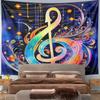 Colorful Musical Note Art on Dark Background Pattern Wall Hanging Tapestry Decorative Tapestry Home Decor for Bedroom and Living Room
