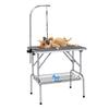 Foldable Stainless Steel Pet Grooming Table with Non-Slip Top
