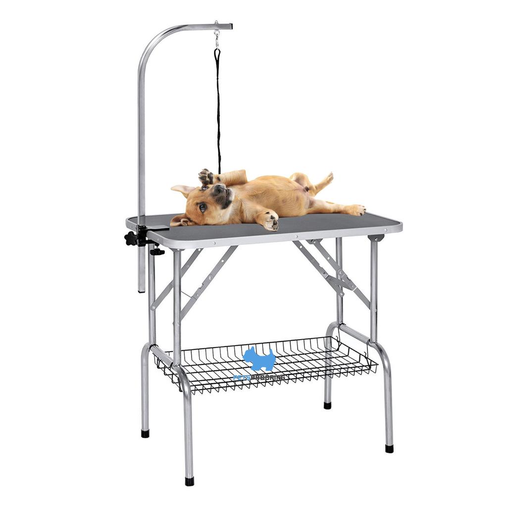Foldable Stainless Steel Pet Grooming Table with Non-Slip Top