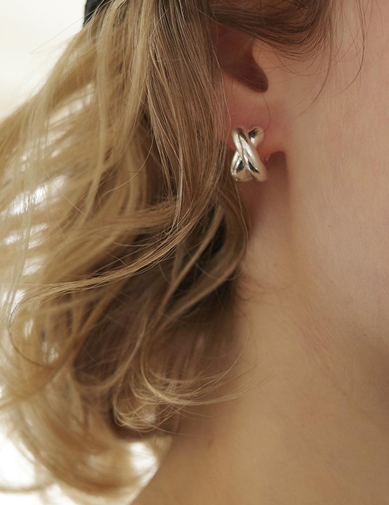 Sost Twisted Knot One-Touch Hoop Earrings - Silver (925 Silver)