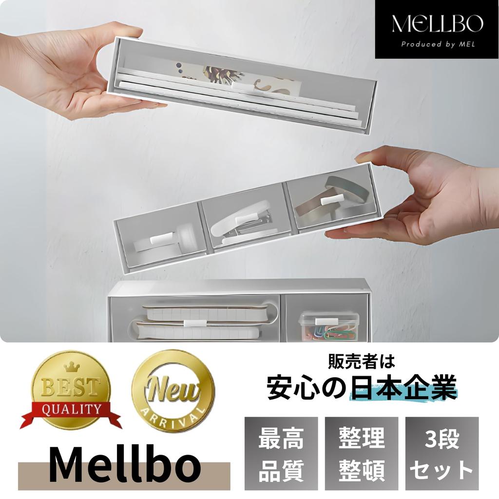Mellbo Desk Organizer with Letter Transparent Perfect for Student and Dressers 3-Tier Drawers, Stationery, Case, Window, Stackable, Connectable,