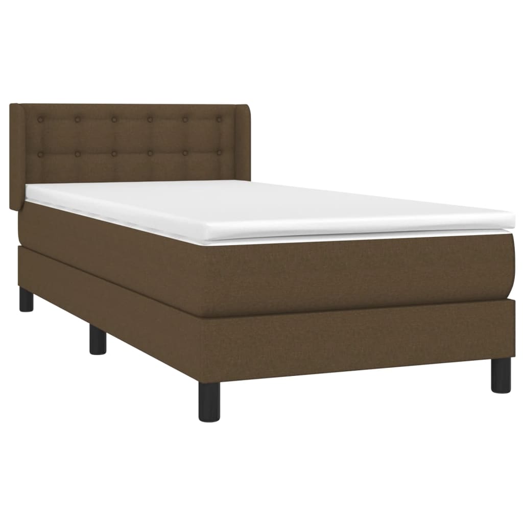 Box Spring Bed with Mattress Dark Brown 80 x 200 cm Fabric