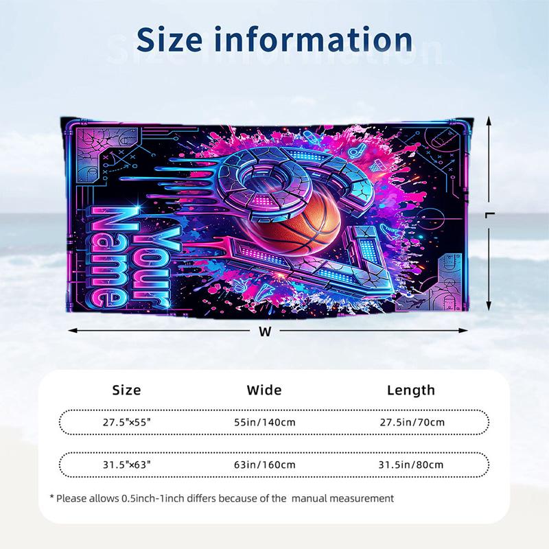 Neon Theme Beach Towel Personalized Custom Name & Text Soft Quick Dry Beach Towel for Swimming Travel
