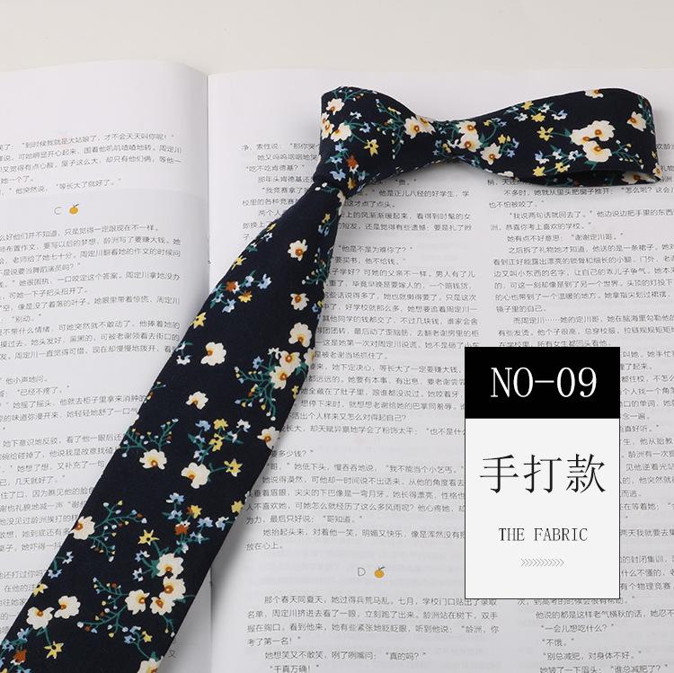 Floral Tie Men'S Patterned Cotton Shirt Macaron Printed Narrow Edition 6Cm Hand Tie Korean Casual Women'S Tie