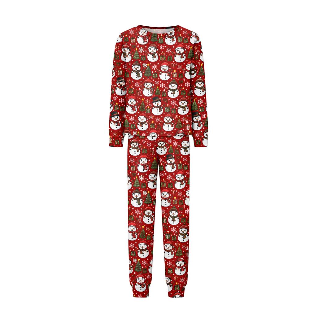 Parent-Child Matching Christmas Print Loungewear Set, Comfortable Long Sleeve Top and Pants for Holiday Home Wear
