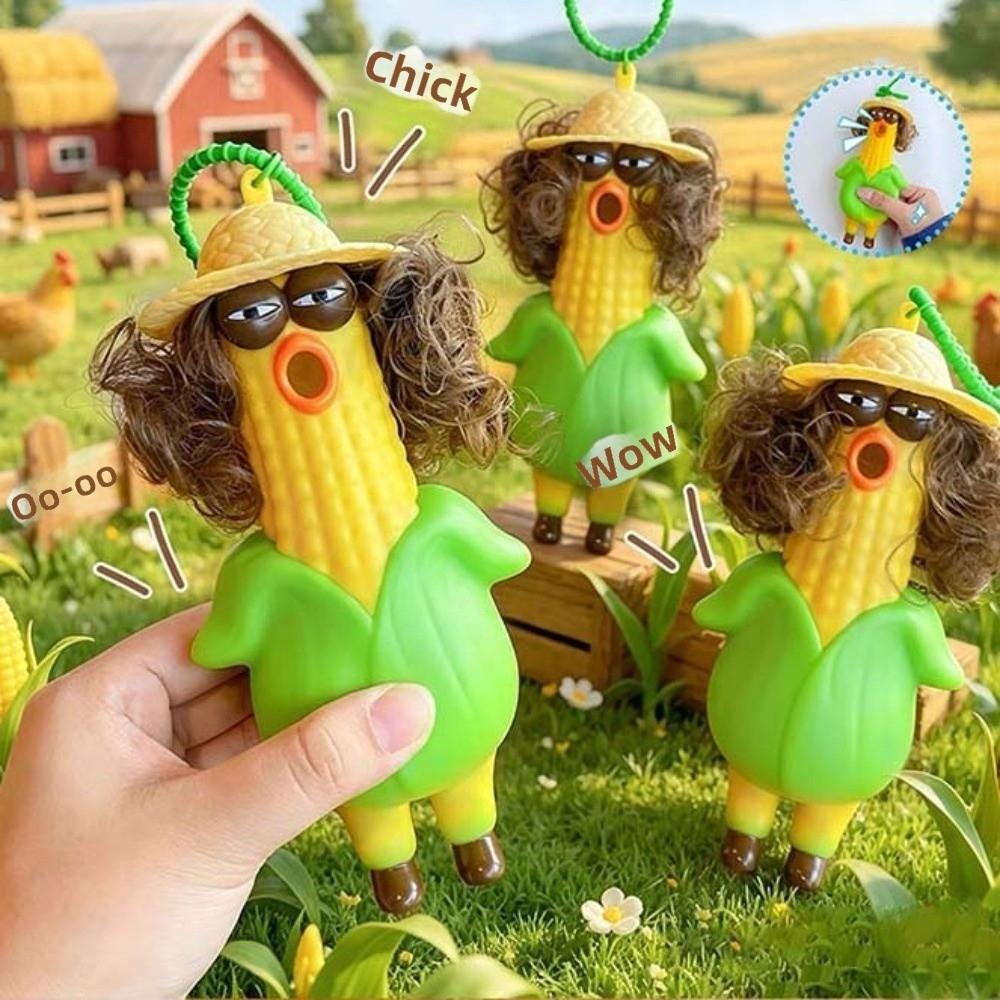 Shrill Corn Key Chain Flexible Squishy Toy Pendant Sensory Toy Screaming Chicken Teens