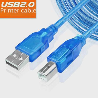 Cavo dati per stampante USB 2.0, blu trasparente, 1,5 m/10 m