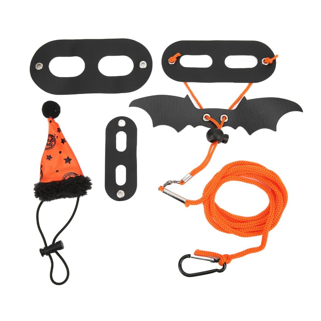 Echsen Leinen Geschirr Set Niedliches Verstellbares Reptilien Zugseil mit Hut Fledermausflügel für Halloween