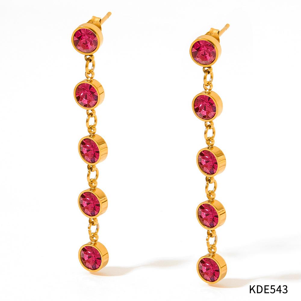 

Новинка 2023 года, серьги из нержавеющей стали с кисточками, длинные изумрудные круглые серьги-капли с цирконом, нежные серьги для девочек