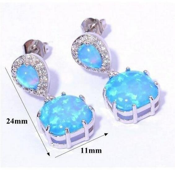 European American Fashion Square Opal Stud Earrings