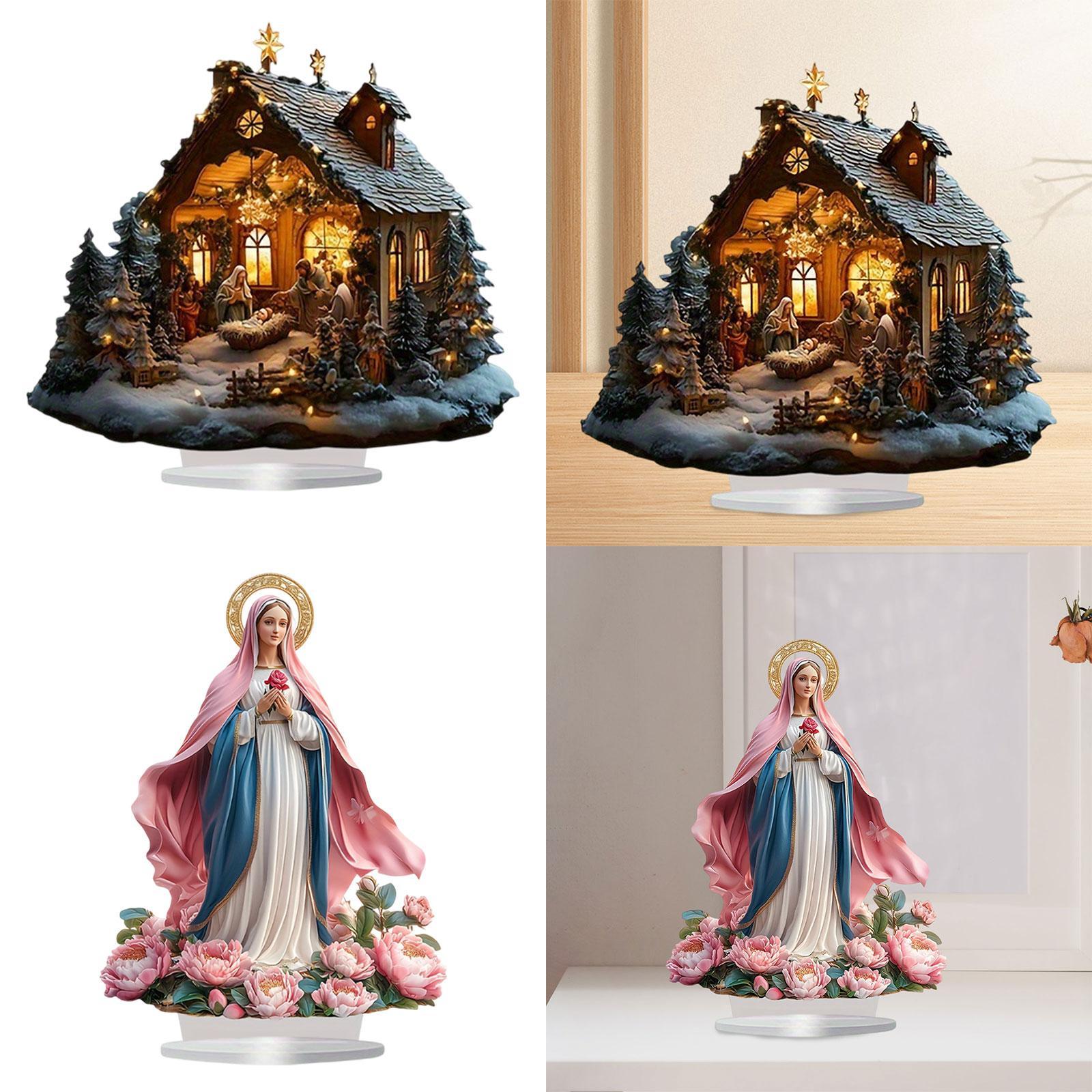 2D Acrylic Ornament Standing Ornament Embellishment Decorative Tabletop Decor for Home Room Bookshelf Festival