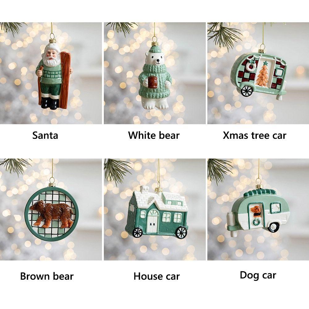 High Quality Green Christmas Hanging Decoration Plastic DIY Drop Pendant House Car Reusable Xmas Tree Ornament For Christmas