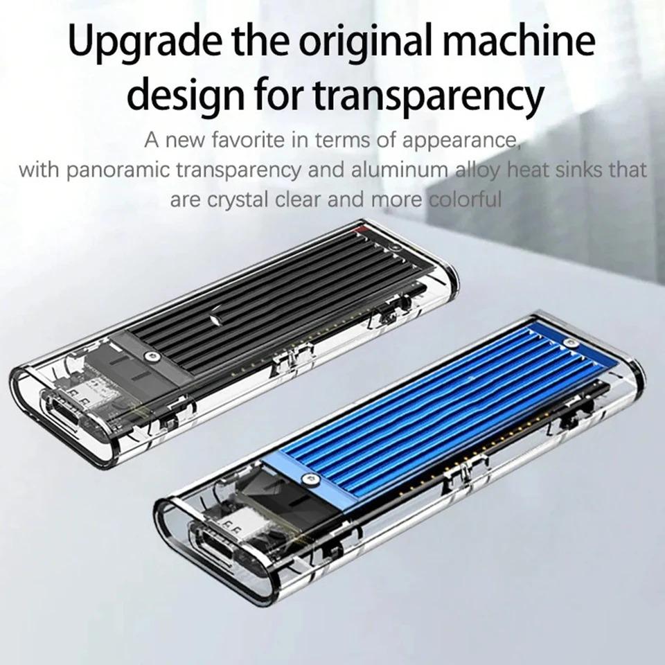 M.2 NVMe SSD Enclosure USB3.1 Gen2 External SSD Case Clear Hard Drive Adapter 10Gbps M.2 NVMe to USB Adapter Support UASP for PCIe NVMe SSD