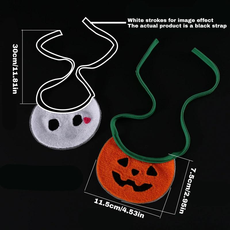 Halloween Pet Costume Set Cute Pumpkin Ghost Style Cat Dog Pet Clothing Hat With Pet Bib Scarf  Pet Accessories Festival Gift