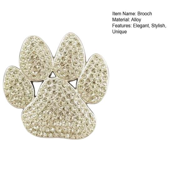 Paw Print Brooch for Women, Rhinestone Cat Dog Foot Pin, Sparkling Cubic Zirconia Badge for Coat Bag Hat, Teacher Pet Lover Gift