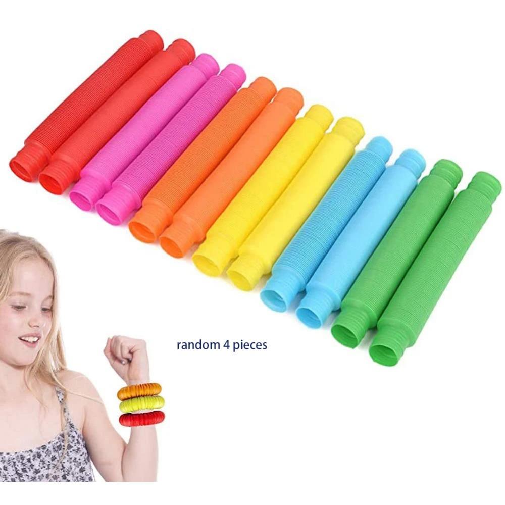 4 kusy Mini trubka Senzorická fidget hračka Barevná Odolná pro Stavebnice Vzdělávací hračky pro Stres Autismus ADHD