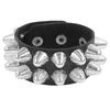 New  Men Silver Color Spiked Rock Bracelet Bangles Women Vintage Punk Cosplay Black Goth Pu Leather Wrap Bracelet Emo Jewelr