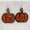 New Autumn Thanksgiving Earrings Halloween Pumpkin Wooden Inlaid Acrylic Glitter Earrings Jewelry For Women Gifts